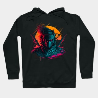 Samuraï Synthwave Vaporwave Hoodie